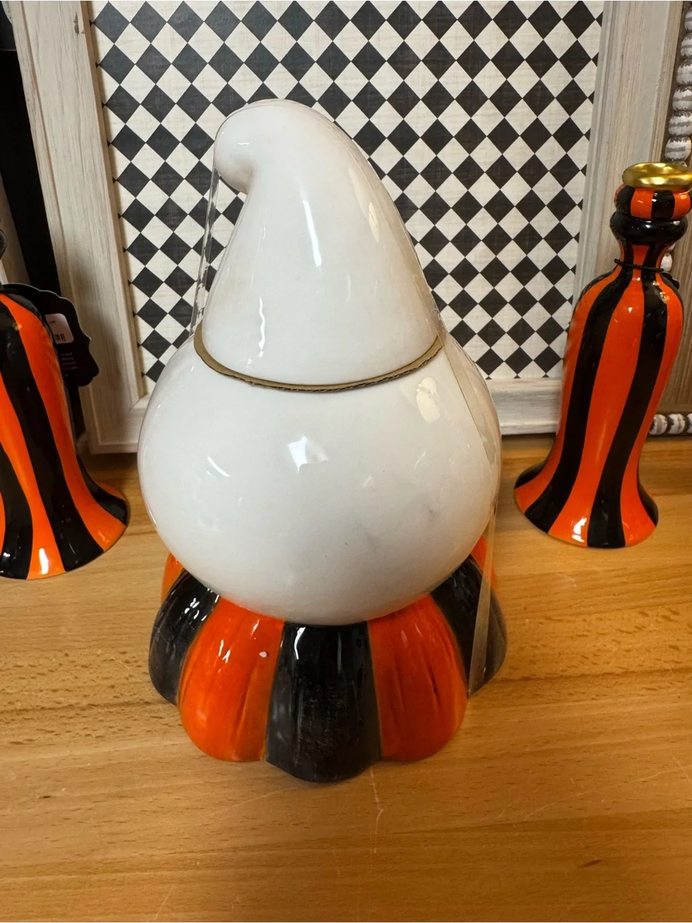 New Johanna Parker Retro Halloween Ceramic Ghost Cookie Jar Canister Large